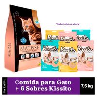 Comida Gato Castrado Matisse Salmón 7.5kg + Kissito 6 sobres
