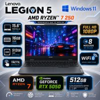 Laptop Gamer Lenovo LOQ 15AHP10 Ryzen 7 250 16GB RAM 512GB SSD RTX 5050 8GB 15.6 FHD IPS 83JG007VLM