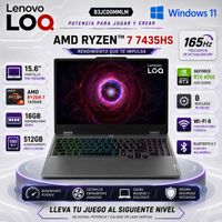 Laptop Gamer Lenovo LOQ 15ARP9 Ryzen 7 7435HS 16GB RAM 512GB SSD RTX 4050 6GB 15.6 FHD 83JC00MMLM