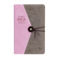 Biblia reina valera 1960 con elastico letra grande vintage imitacion piel Rosa/cafe