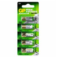Pilas Alcalinas GP Super A23 12V Pack X5 Para Alarmas Portones Eléctricos Y Sensores