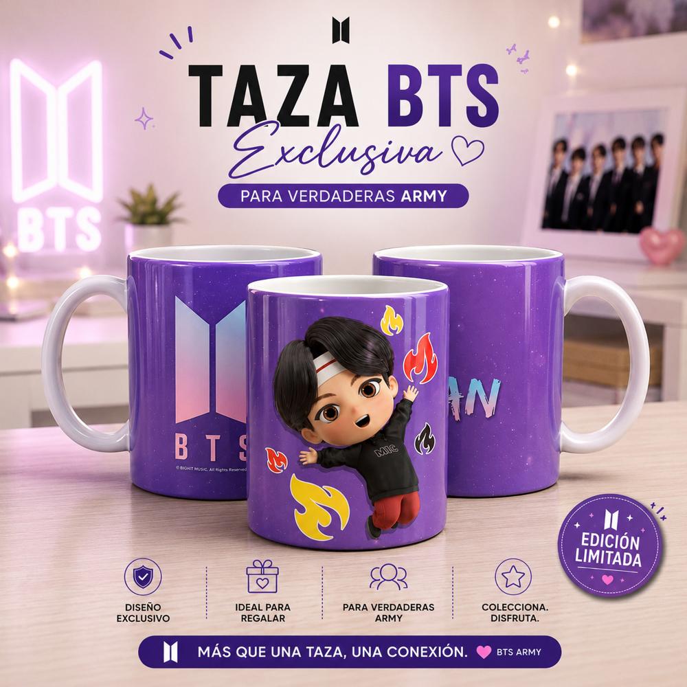 TAZA BTS KPOP JIN COLECCIÓN EXCLUSIVA ARMY