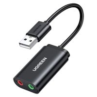 Tarjeta de Sonido Externa USB Micrófono y Audífono UGREEN Adaptador
