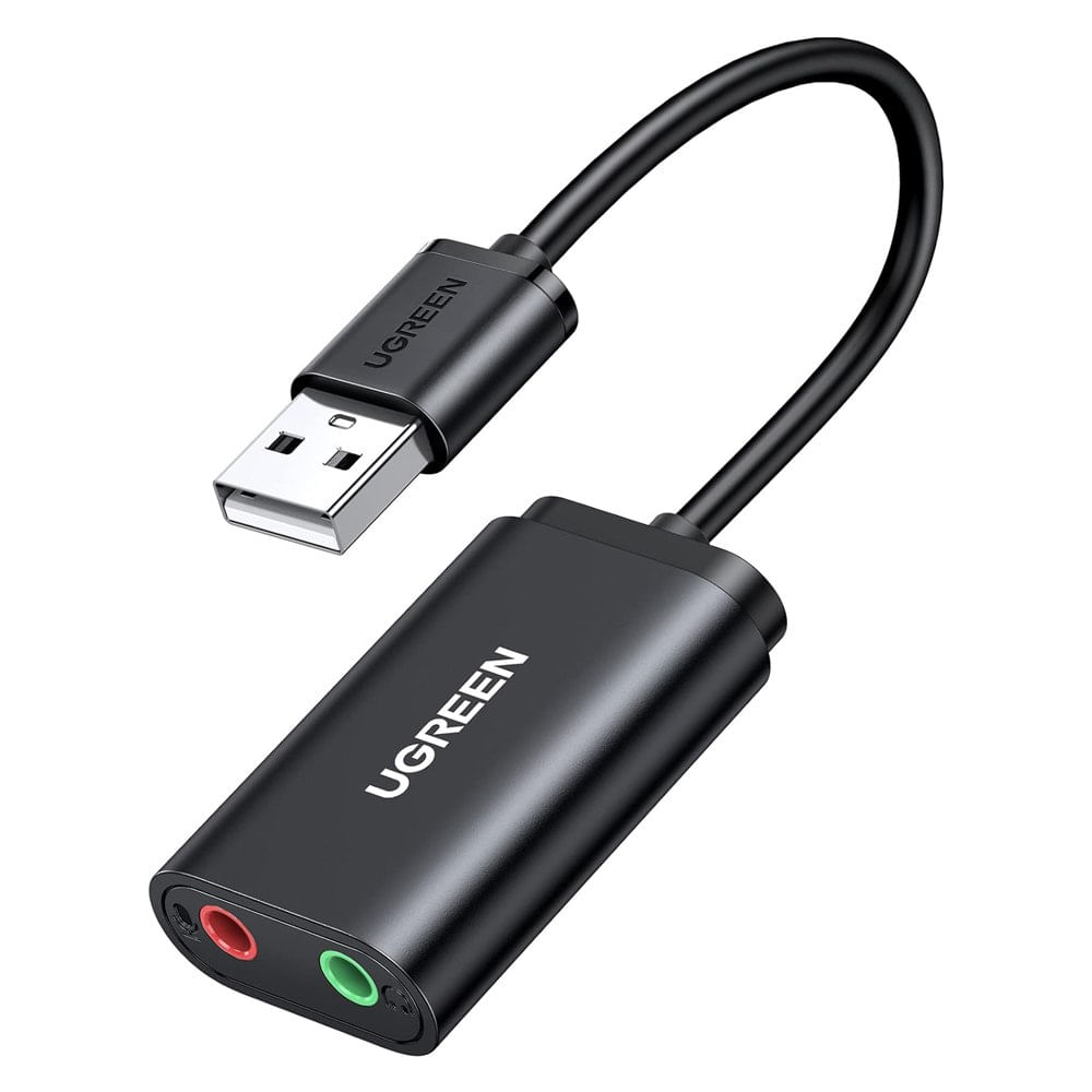 Tarjeta de Sonido Externa USB Micrófono y Audífono UGREEN Adaptador