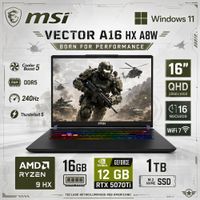 Laptop Gamer MSI Vector A16 HX Ryzen 9 8940HX 16GB RAM 1TB SSD RTX 5070 Ti 16 240Hz A8WHG-004US