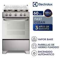 Cocina de Pie Electrolux FE4GMR 60cm Vaporbake 4 Quemadores Silver