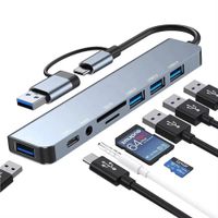 ADAPTADOR DE COMPUTO MÚLTIPLE 8 ENTRADAS TIPO C Y USB WINDOWS ANDROID MAC