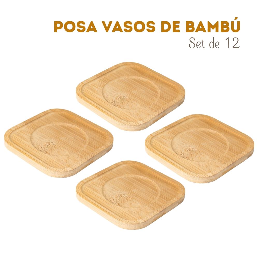 Posa Vasos Porta Vasos de Bambú 12 Unidades