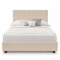 Cama Tapizada Listón Capri LeMueble 2 Plazas Beige
