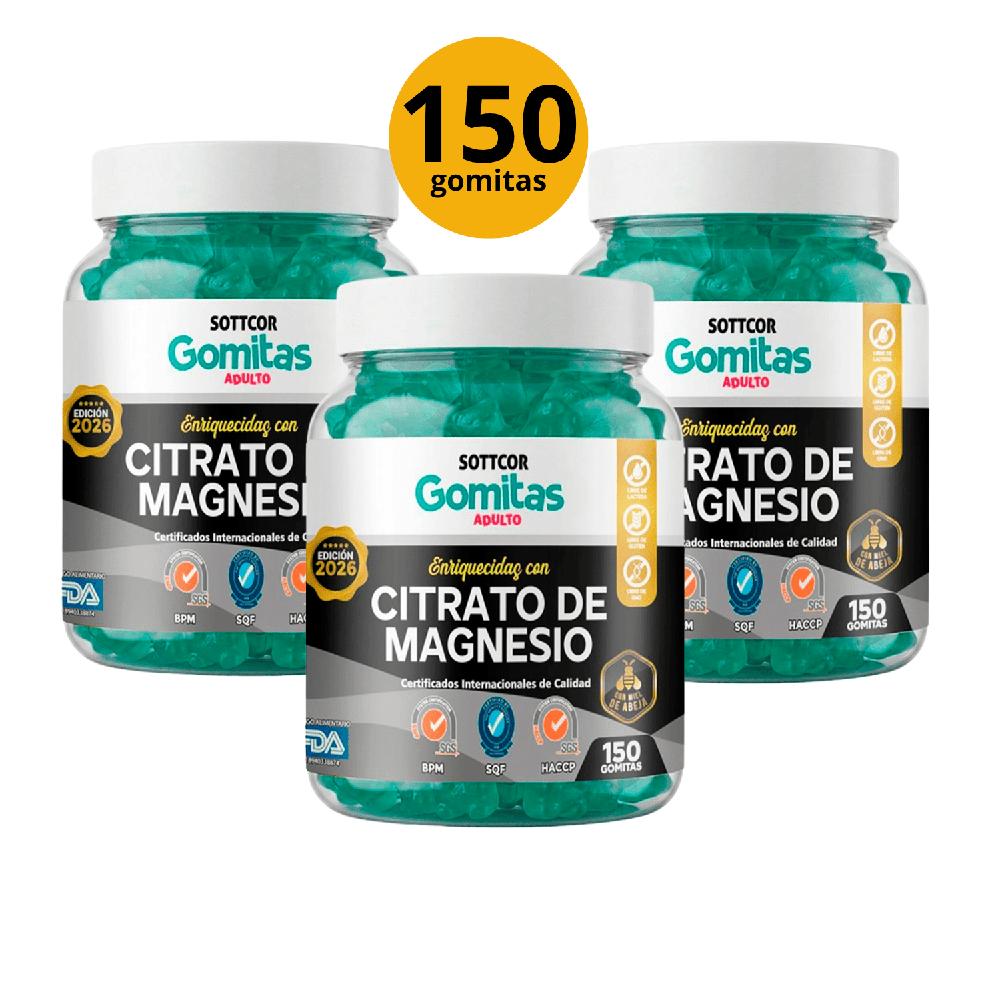 PACK 3 CITRATO DE MAGNESIO - SOTTCOR 450GOMITAS
