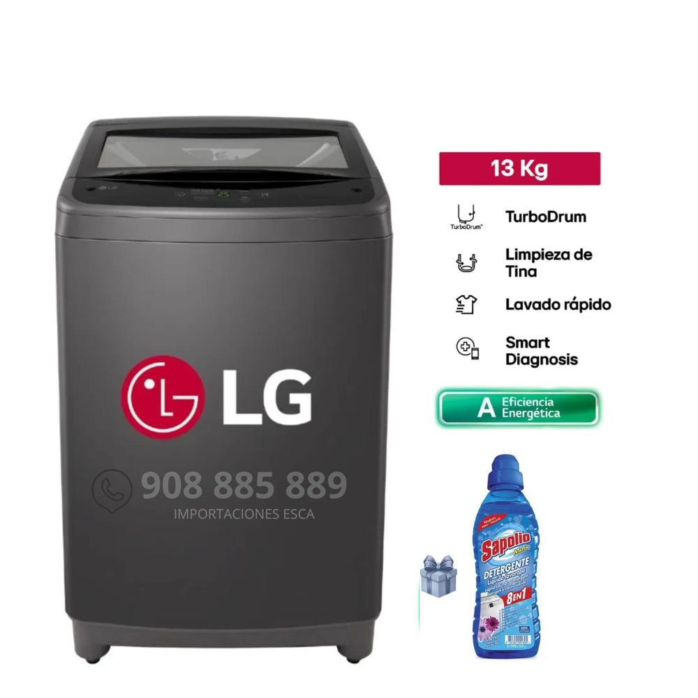 Lavadora LG 13kg carga superior WT13BVTB - NEGRO CLARO - Detergente Liquido Sapolio 1L. Combo