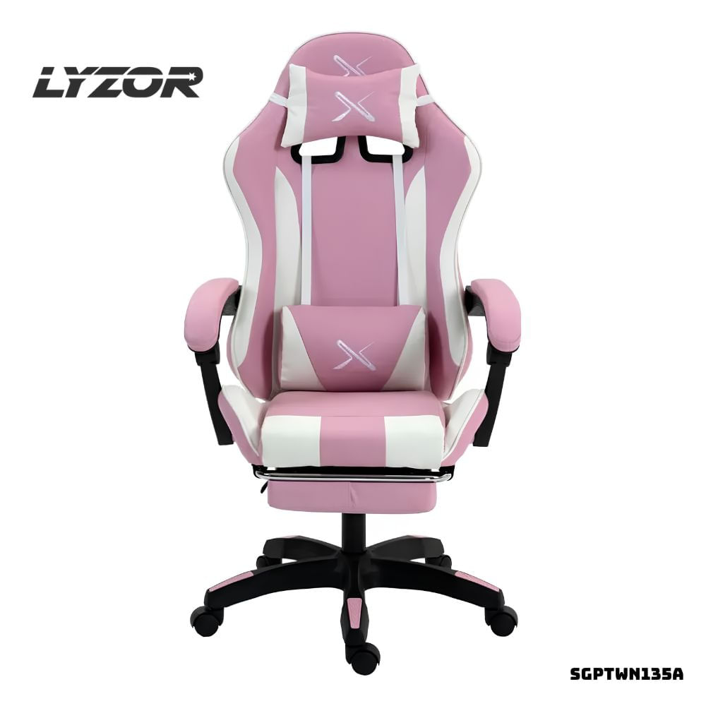 Silla Gamer Lyzor con Posapiés SGRTWN135A Negro y Rojo