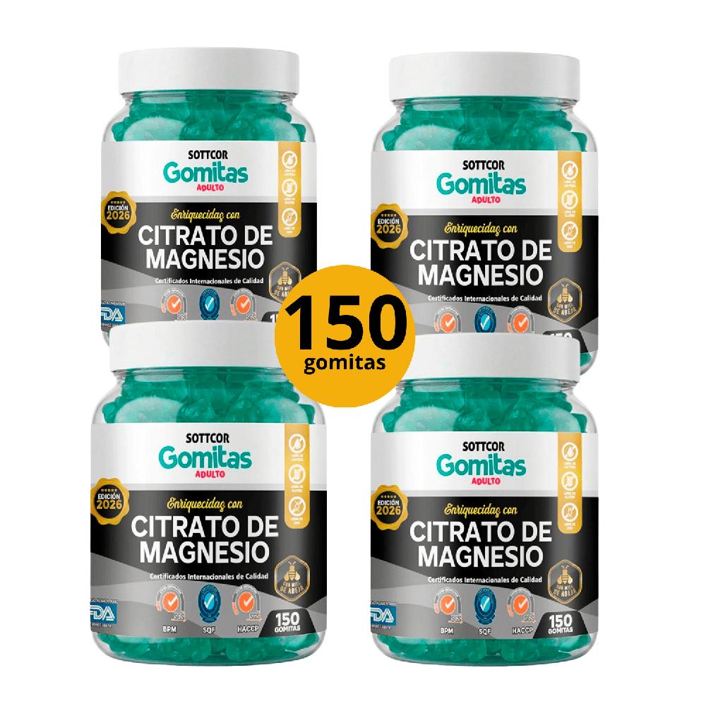 PACK 4 CITRATO DE MAGNESIO - SOTTCOR 600 GOMITAS