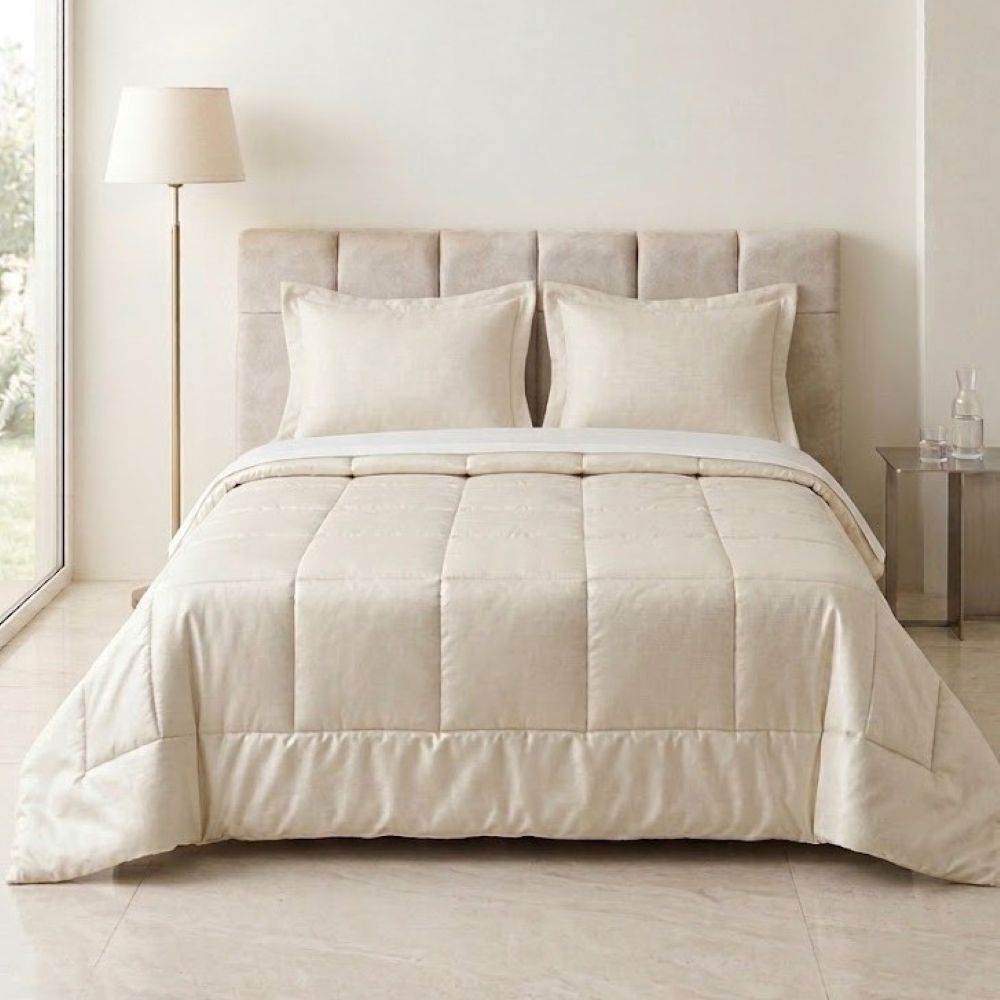 Cubrecama Premium Algodón Pima Color Soft Perla 2 plz