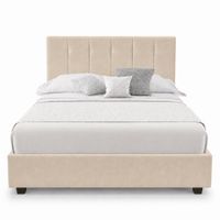 Cama Tapizada Listón Capri LeMueble Queen Beige
