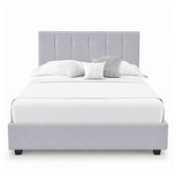 Cama Tapizada Listón Capri LeMueble 1.5 Plz Gris Claro