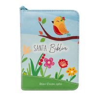 Biblia Compacta Reina Valera 1960 Azul Verde Pájaros
