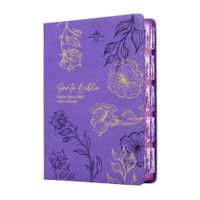 Biblia Reina Valera 1960 Letra Grande Simil Piel Morado Floral Con Pestañas