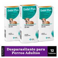 Pack x3 Desparasitante Perros Endal Plus x 12 Tabletas