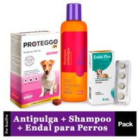 Antipulga Proteggo 3M Perros de 4.5 - 10kg + Shampoo Antipulgas Ibasa 200ml + Endal