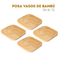 Posa Vasos Porta Vasos de Bambú 12 Unidades
