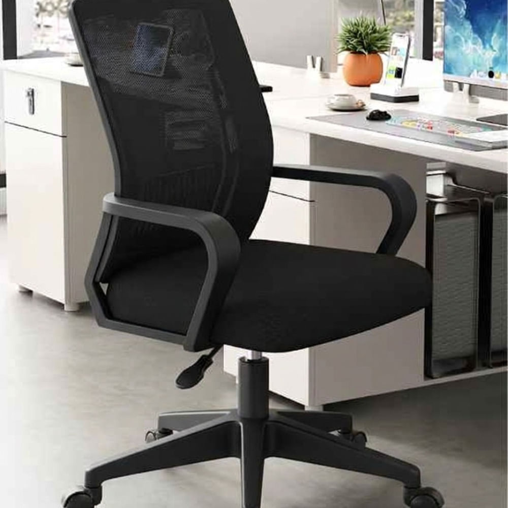 Silla de Oficina con Diseño Ergonómico y Ruedas Silenciosas Negro