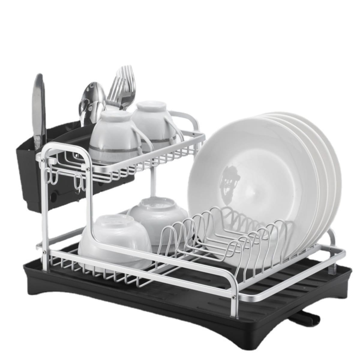 Escurridor De Platos De 2 Niveles De Aluminio Modelo 422 Plateado  183PLT01