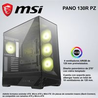 CASE MID TOWER MSI PANO 130R PZ DISEÑO PANORÁMICO DE 270 CON VIDRIO TEMPLADO BLACK