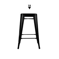 Pack 4 Bancos Vintage H61 Negro - Ziyaz