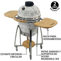 Kamado 18 Pulgadas Blanco con Puntos Negros PREMIUM Con Herramientas HIGRILL