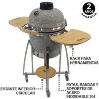 Kamado 18 Pulgadas Gris con Puntos Blancos PREMIUM Con Herramientas HIGRILL