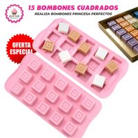 Molde de Silicona de 15 Bombones Cuadrados Princesa para Repostería