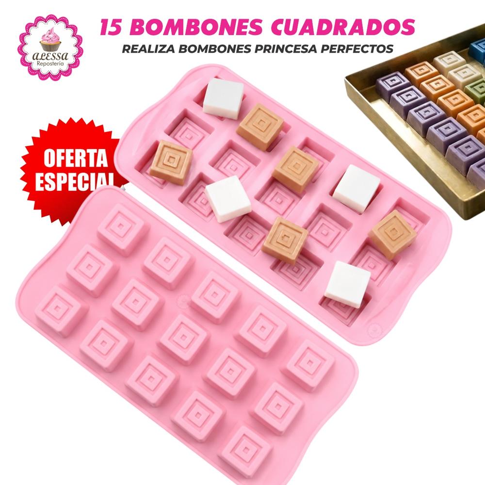Molde de Silicona de 15 Bombones Cuadrados Princesa para Repostería