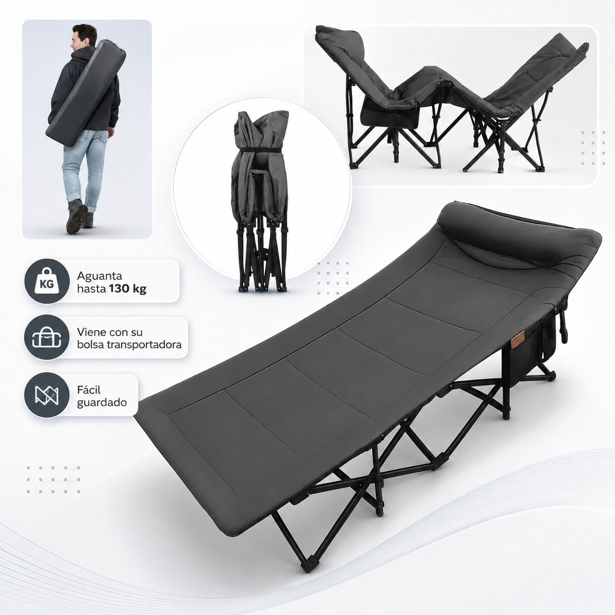 Cama Plegable Portátil con algodón integrado