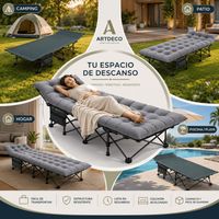 Cama Plegable Portátil con Colchón Gris  con bolsa transportadora