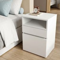 Velador melamina cajón y puerta Blanco