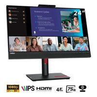 Monitor Lenovo ThinkVision T24v-30, 24"" WLED IPS, 75Hz, 6ms, Pivote, Cámara Web, Parlante