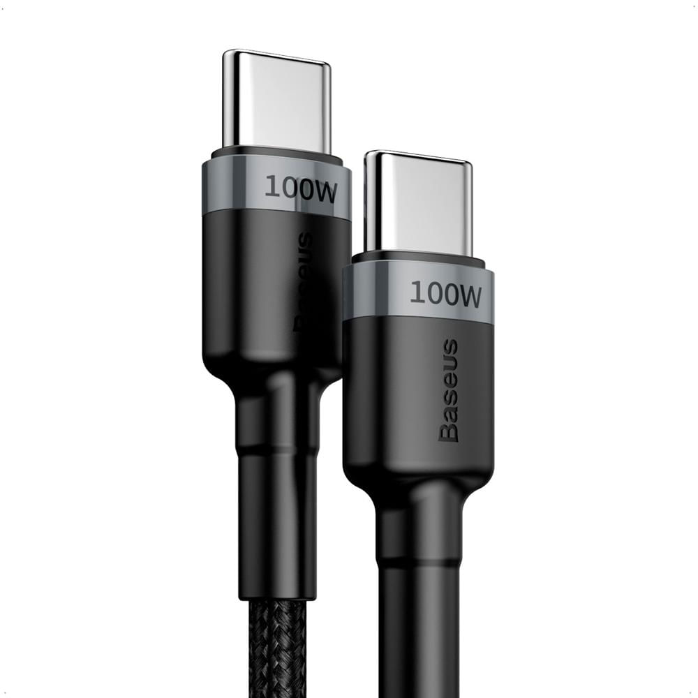 Cable Baseus USB-C a USB-C 100W 2 Mtrs Carga Rápida PD Negro
