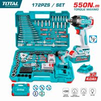 Llave de Impacto 13mm Total THKTHP41728 20V 550Nm 2Bat X 4Ah Brushless y 172 Accesorios