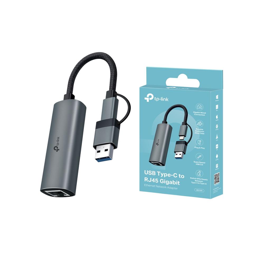 Adaptador Red USB Tp-Link UE310C USB A/C a Gigabit RJ45 1000 Mbps