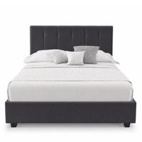 Cama Tapizada Listón Capri LeMueble 2 Plazas Gris Oscuro