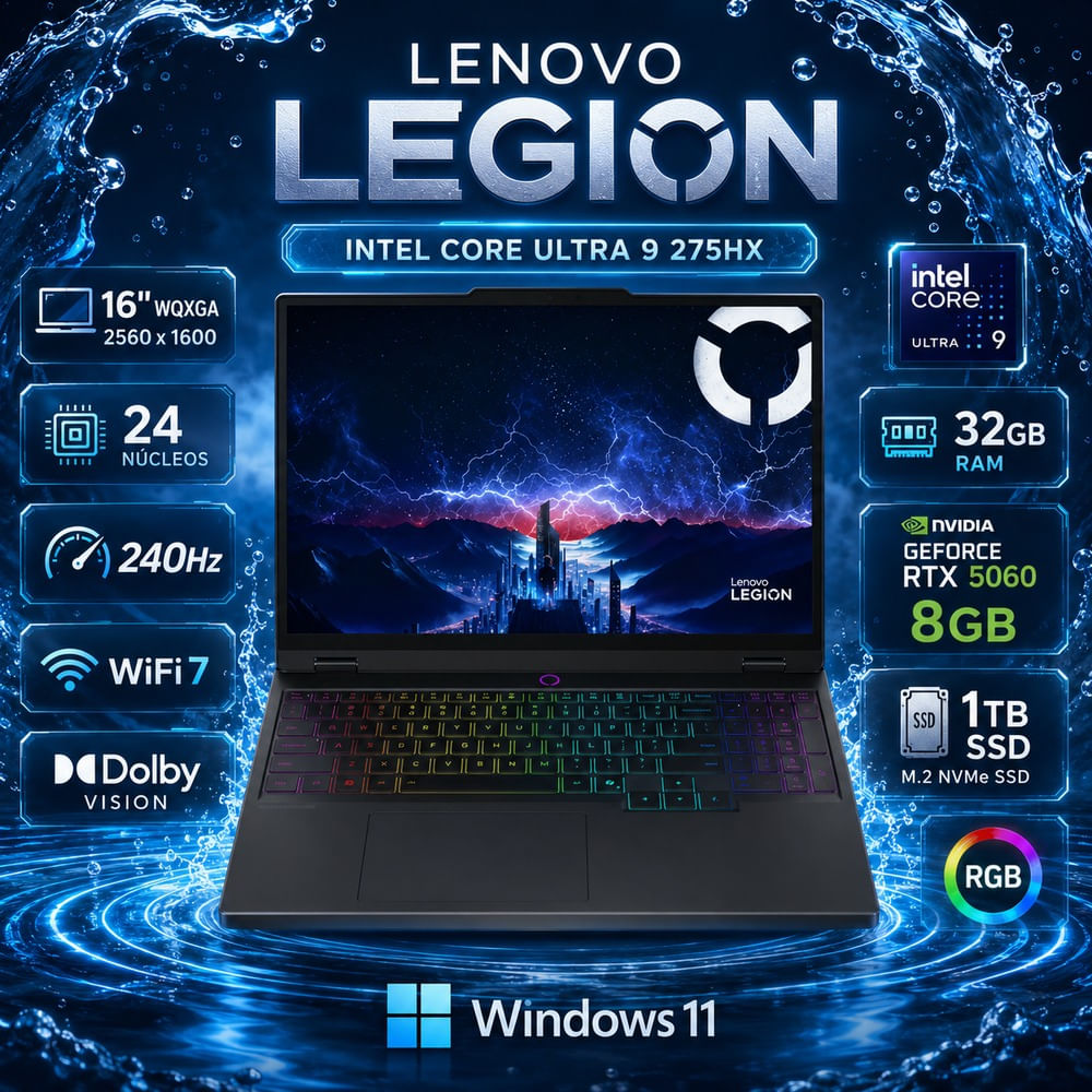 Laptop Lenovo Legion 5 16IAX10 Core Ultra 9 275HX 32GB RAM 1TB SSD RTX 5060 16  240Hz 83NX0000US