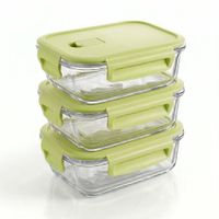 Taper Pequeño 410ml Para Snacks Y Postres de Vidrio Pack 3 Verde
