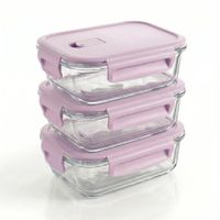 Taper Pequeño 410ml Para Snacks Y Postres de Vidrio Pack 3 Rosa