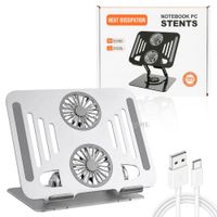 Soporte Plateado De Aluminio Para Laptop Con Base Giratoria 360