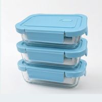 Taper Pequeño 410ml Para Snacks Y Postres de Vidrio Pack 3 Celeste