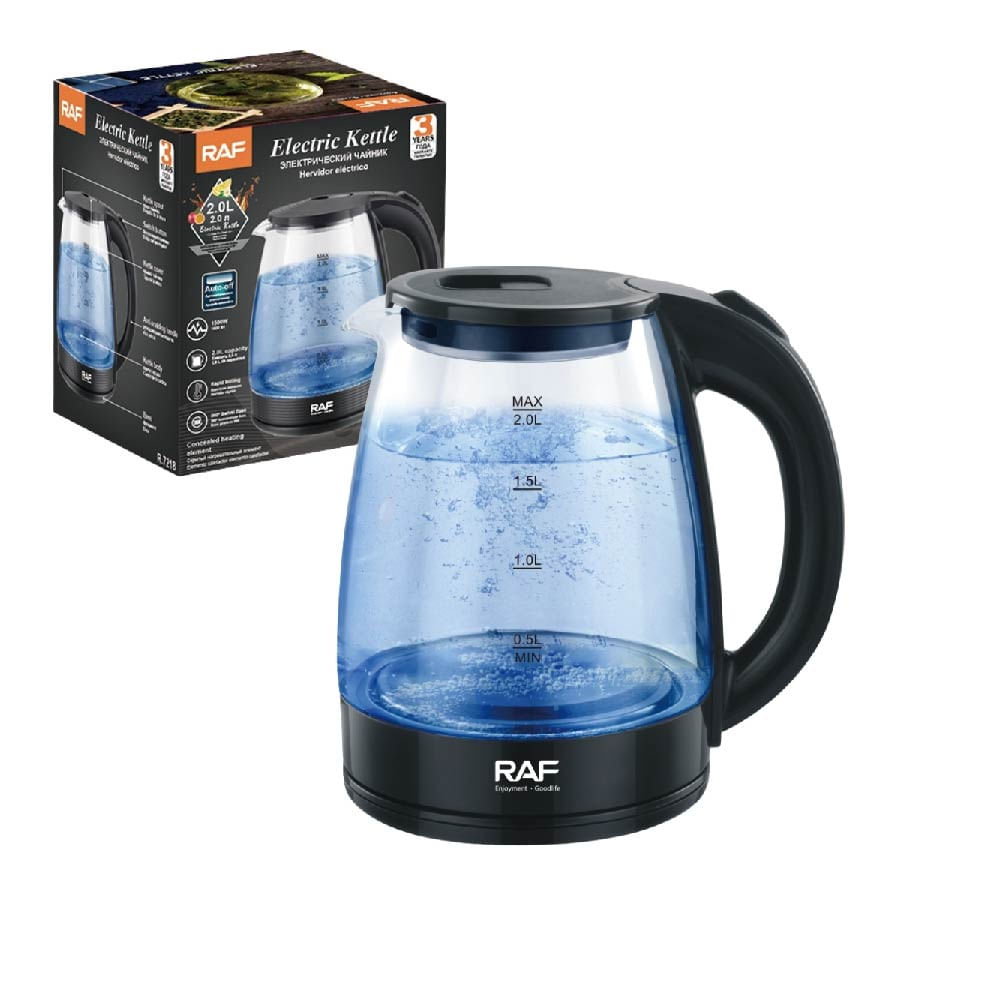 HERVIDOR ELECTRICO RAF R.7201B DE VIDRIO 2L 1500W CON APAGADO AUTOMATICO