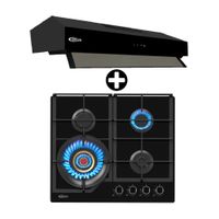COMBO Klimatic: Cocina Empotrable Vulcano 4 Hierro Fundido Negro + Campana Extractora Marken 60cm