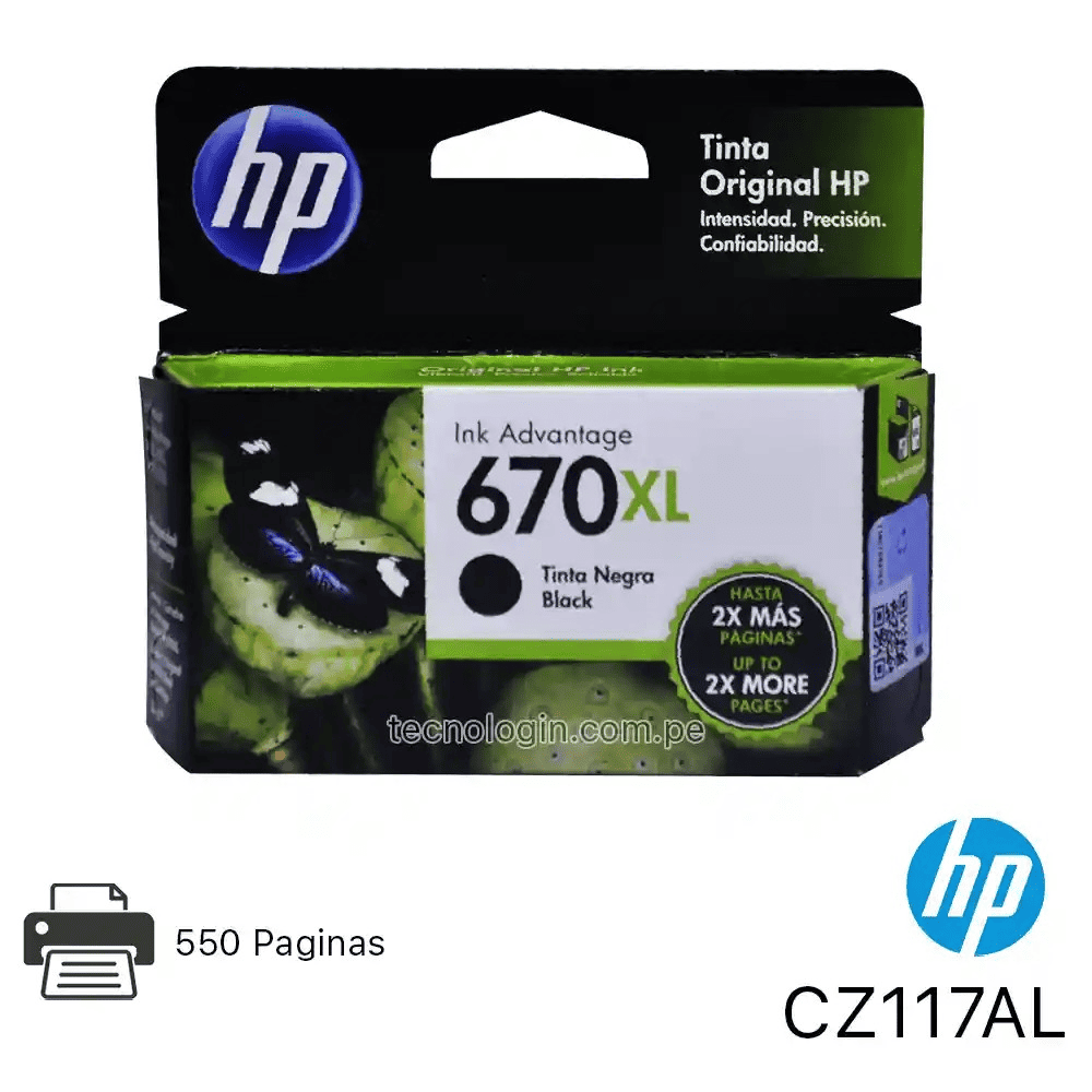 Cartucho de Tinta HP 670 XL Negro Original 14ml CZ117AL -Ultimas Unidades -Liquidación Final