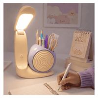 Lámpara LED Plegable Diseño Caracol Recargable USB Con Portalápices